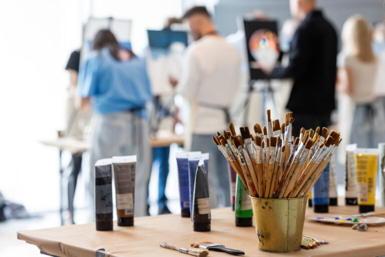 Educational painting classes during art workshops